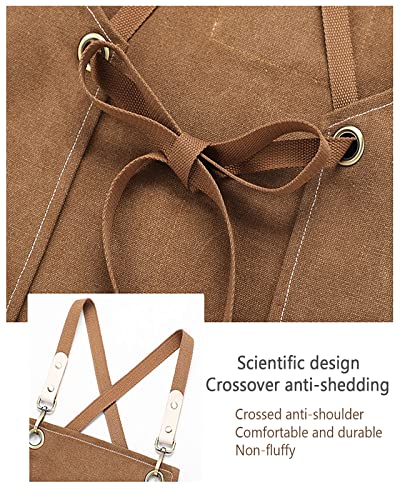 Canvas Cross Back Woodworking Apron with Large Pockets