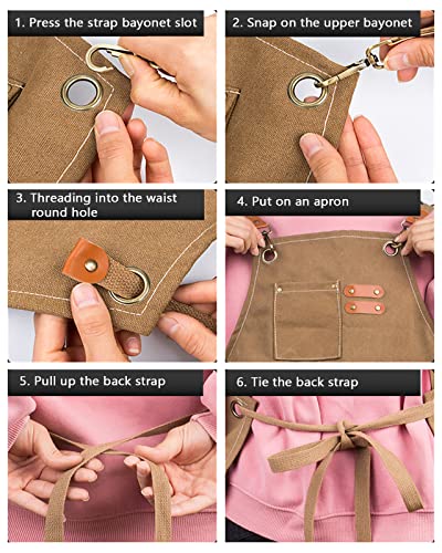 Canvas Cross Back Woodworking Apron with Large Pockets