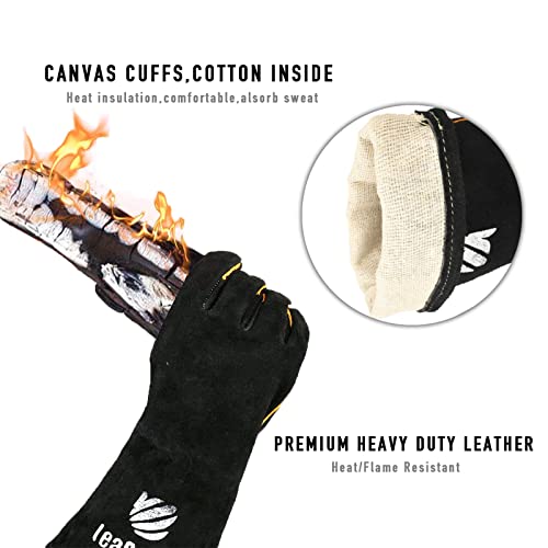 Multi-Pocket Leather Work Apron with Gloves for Woodworking