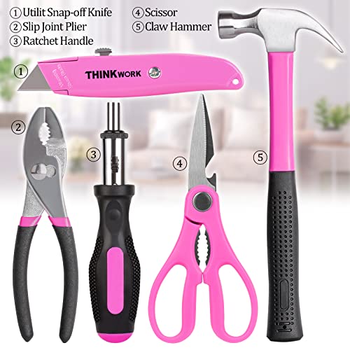 Pink 41-Piece Tool Set with Rotatable Electric Screwdriver