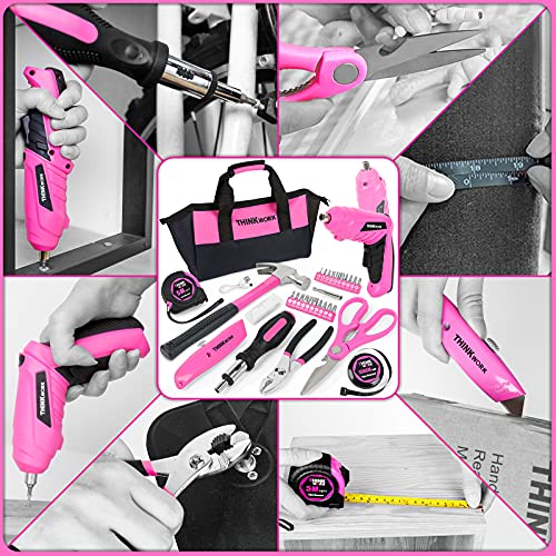 Pink 41-Piece Tool Set with Rotatable Electric Screwdriver