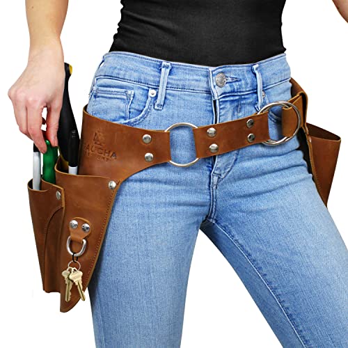 Women's Leather Gardening Tool Belt with Multiple Pockets