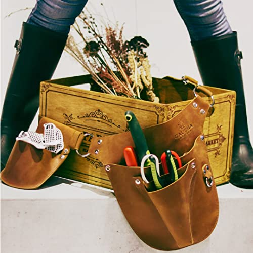 Women's Leather Gardening Tool Belt with Multiple Pockets