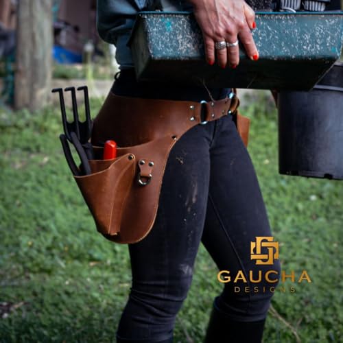 Women's Leather Gardening Tool Belt with Multiple Pockets