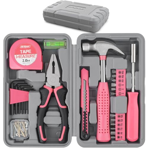 25pc Hi-Spec Pink Household DIY Tool Kit for Women