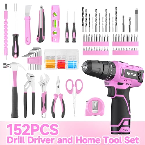 PULITUO 152pc Cordless Drill Set 12V Power Tools