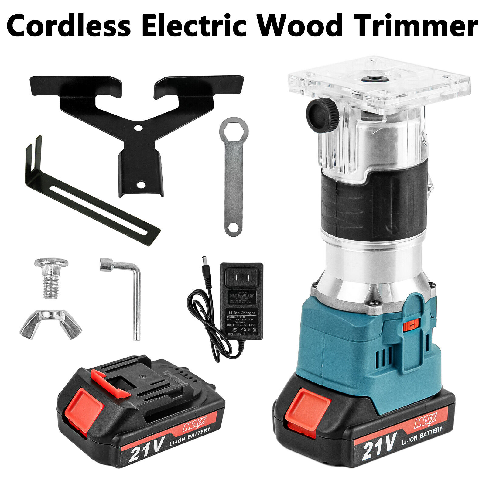 Electric Hand Trimmer Palm Router Woodworking Tool 2 Batteries