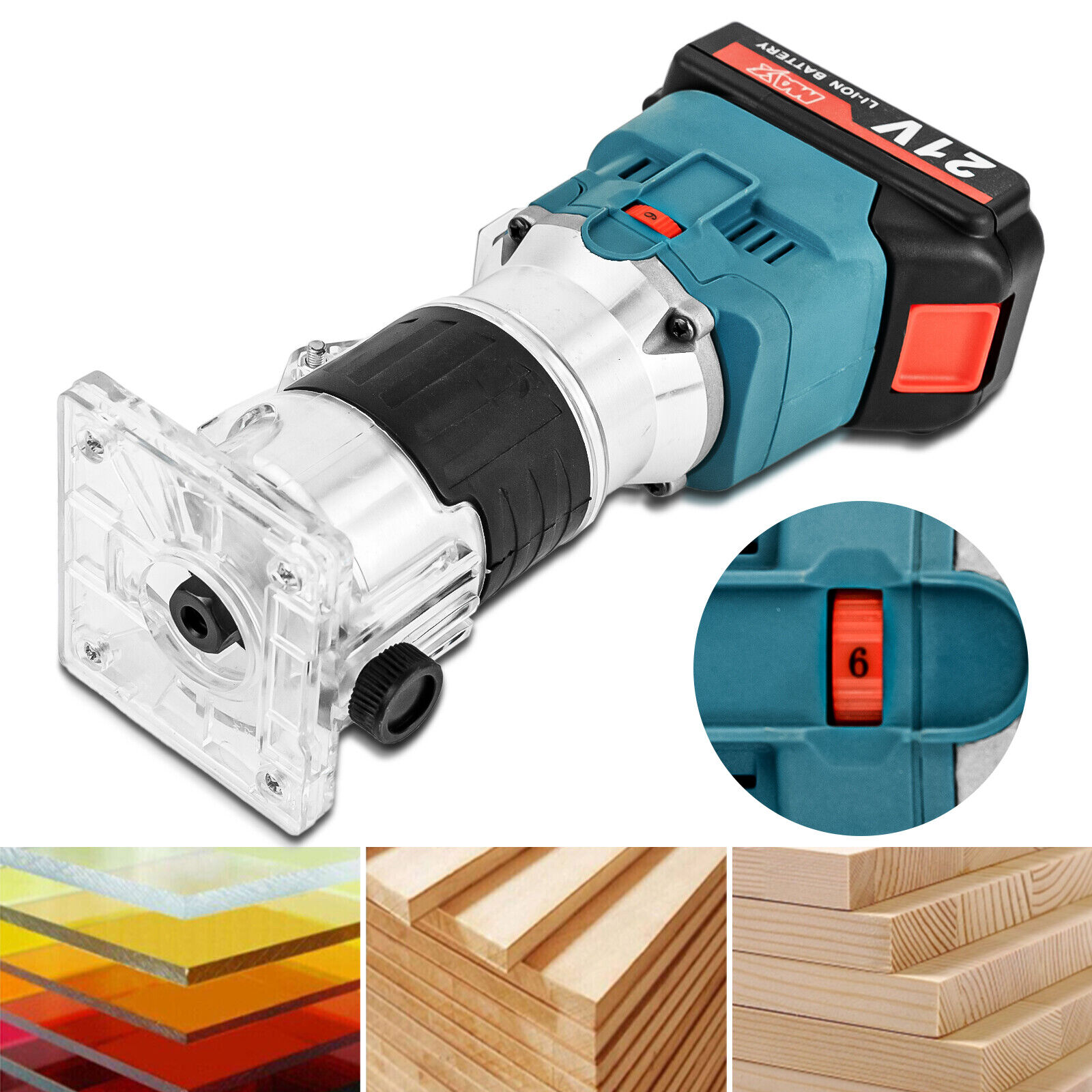 Electric Hand Trimmer Palm Router Woodworking Tool 2 Batteries