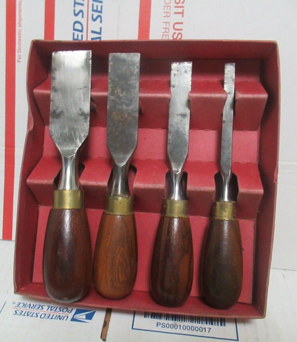 Set of 4 Vintage Woodworking Chisels