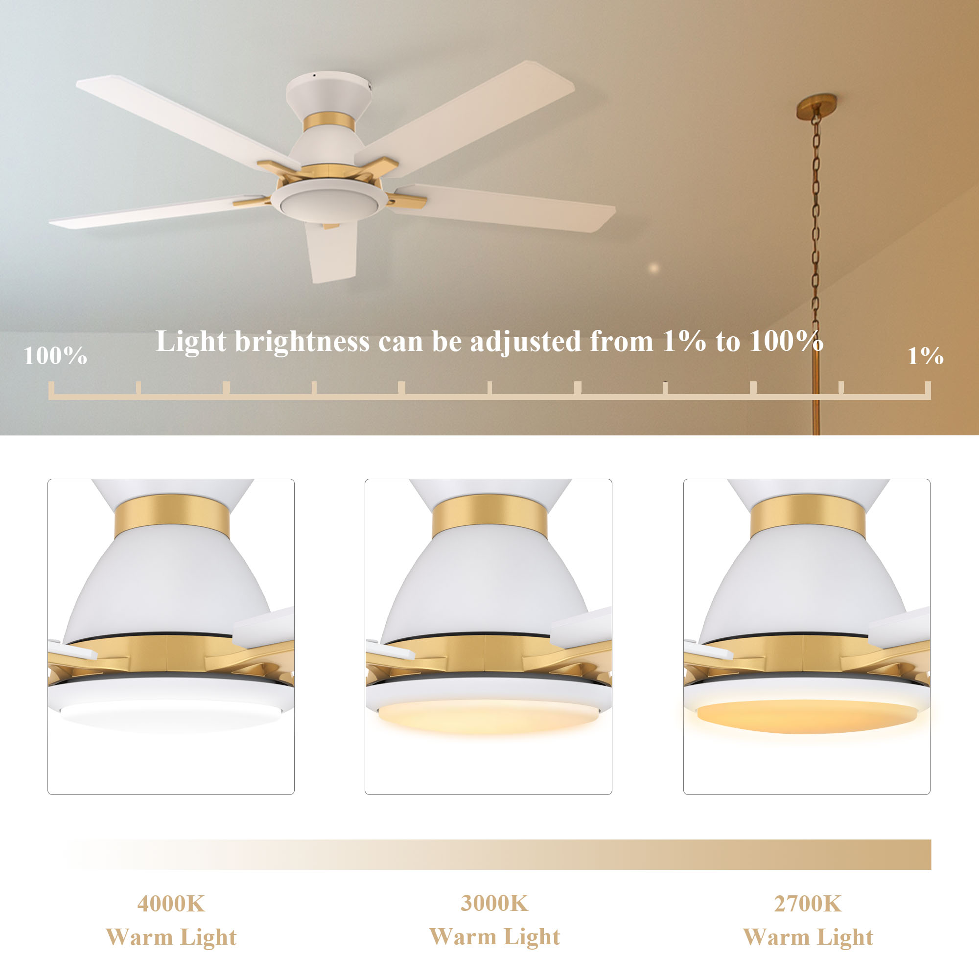 Smart Ceiling Fan with LED Light Kit & Remote