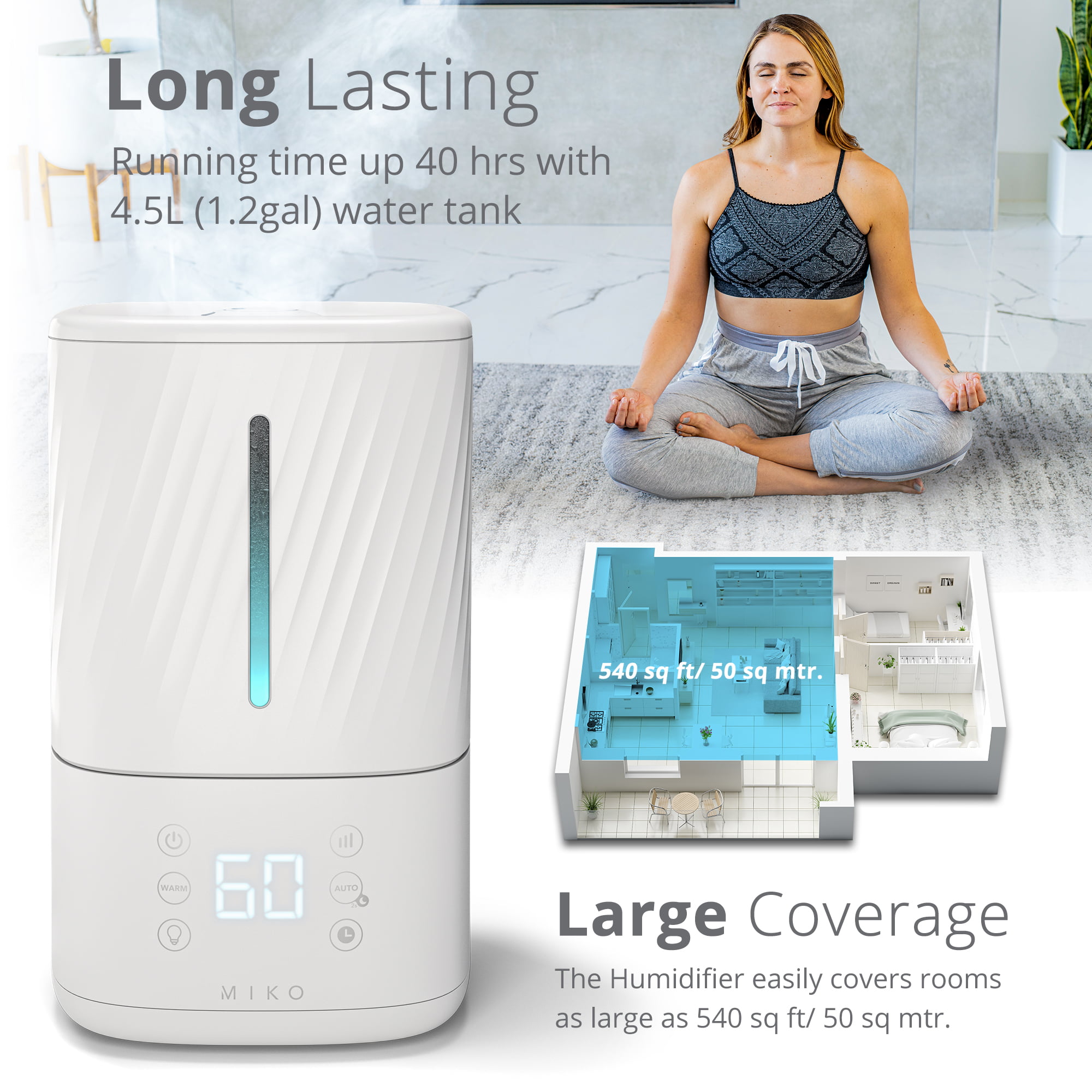 Smart Miko Bedroom Humidifier with Essential Oils