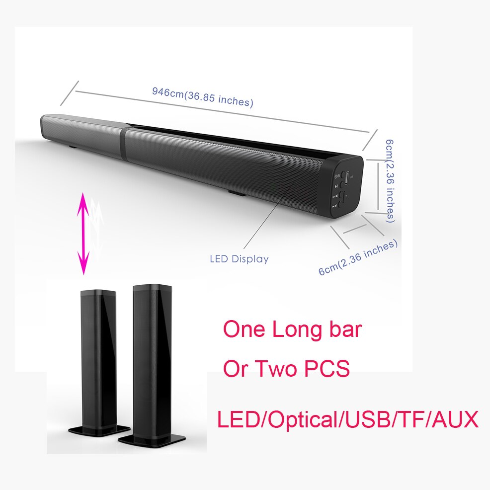 Wireless Soundbar with Subwoofer and Optical for TV