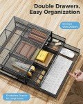 Metal Mesh Monitor Stand with Drawer Organizer