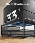 Metal Mesh Monitor Stand with Drawer Organizer