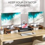Adjustable Dual Monitor Stand with Riser Shelf