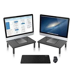 Adjustable Monitor Stand with Grid Hole Platform, 2-Pack