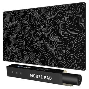 Large Black Topographic Gaming Mouse Pad Mat