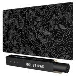 Large Black Topographic Gaming Mouse Pad Mat