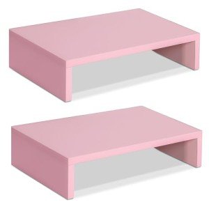 TEAMIX Adjustable Dual Monitor Stand, Pink, 2-Pack