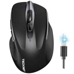 TECKNET Wireless Bluetooth Rechargeable Mouse - Black