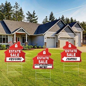 Estate Sale Signs Set with H Wire Stakes