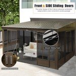 Domi 10x12FT Aluminum Sunroom with Lockable Screen
