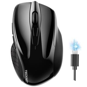 TECKNET Wireless Bluetooth Rechargeable Mouse - Black