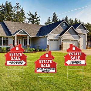 Estate Sale Signs Set with H Wire Stakes