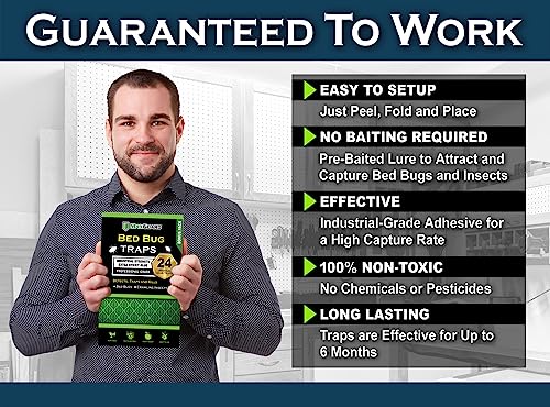 Non-Toxic MaxGuard Bed Bug Traps (24) - Kills Insects
