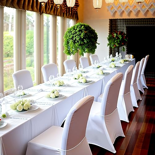 White Stretch Spandex Chair Covers for Party, Banquet