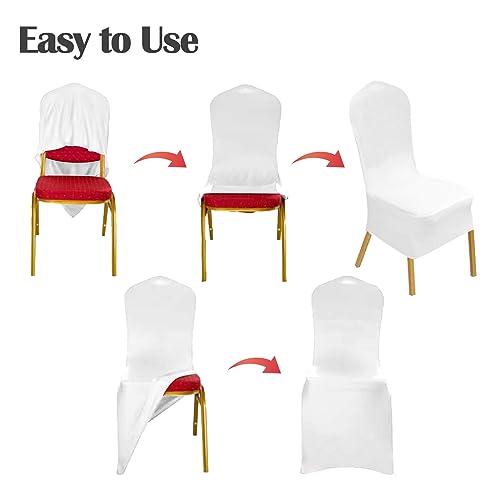 White Stretch Spandex Chair Covers for Party, Banquet