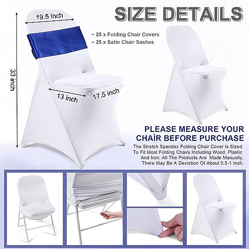 White & Royal Blue Chair Cover Set for Weddings