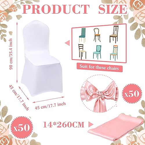 Rose Gold & White 100-Piece Wedding Chair Cover Set