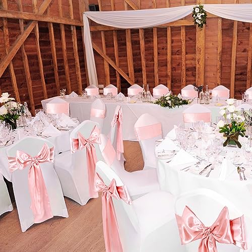 Rose Gold & White 100-Piece Wedding Chair Cover Set