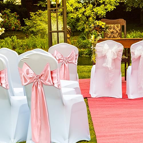 Rose Gold & White 100-Piece Wedding Chair Cover Set