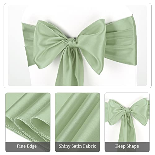 50 Sage Green Satin Chair Sashes for Wedding