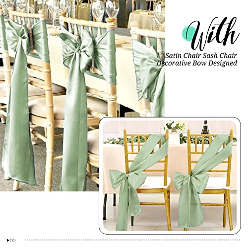 50 Sage Green Satin Chair Sashes for Wedding
