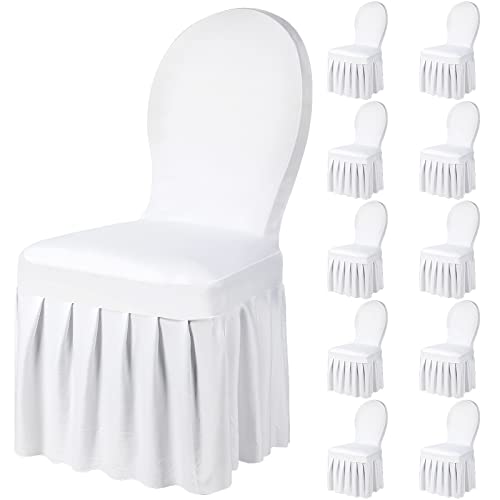 White Skirted Stretch Chair Covers for Wedding Events