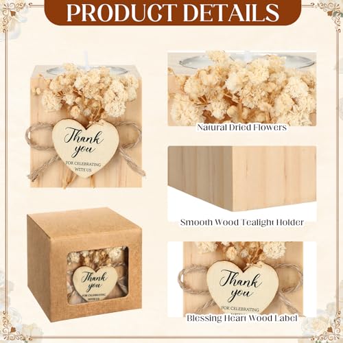 50 Sets Rustic Wood Candle Holders for Guests