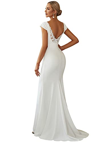 Vintage Lace Applique Mermaid Wedding Gown - US16 White