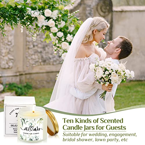 50 Wedding Thank You Candle Jar Set, 10 Scents
