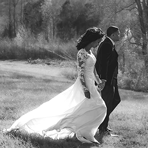 2023 Lace Applique Chiffon A-Line Wedding Dress Ivory