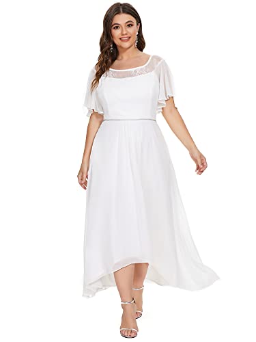 White Tea-Length Chiffon Mother of The Bride Dress