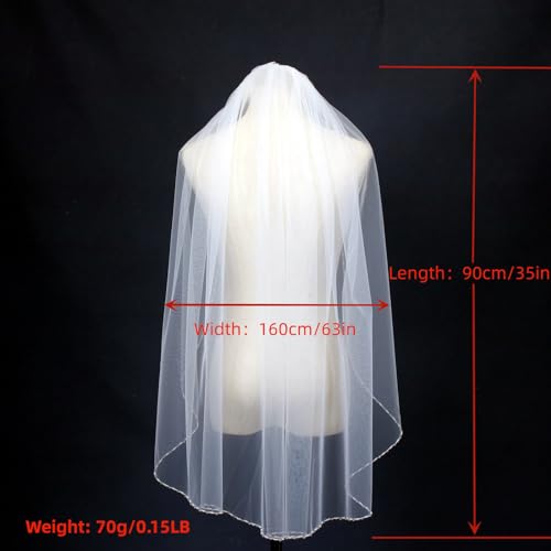GAODESI Pearl and Crystal Beaded Wedding Fingertip Veil