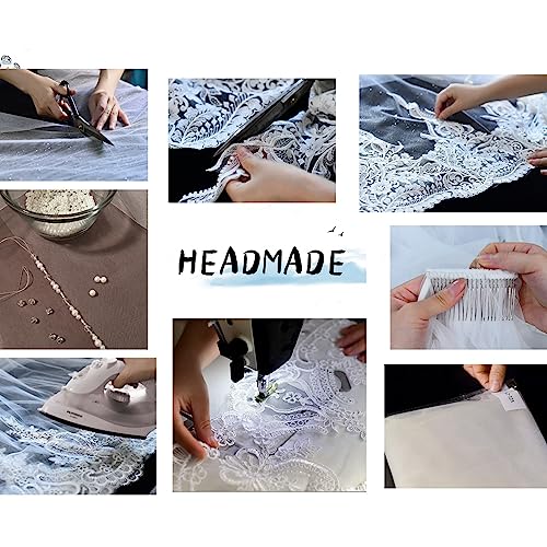 GAODESI Pearl and Crystal Beaded Wedding Fingertip Veil