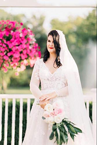 Long Lace Cathedral Veil with Comb for Bride