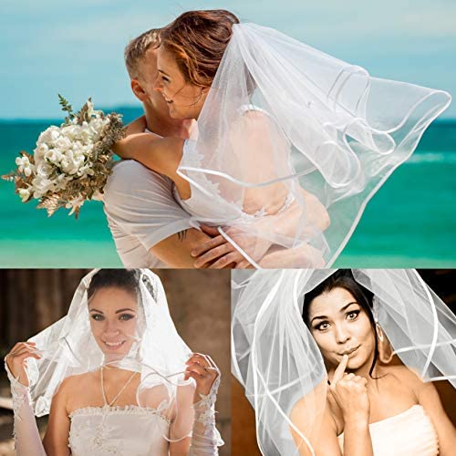 Nanchor Simple Tulle Short Wedding Veil with Comb