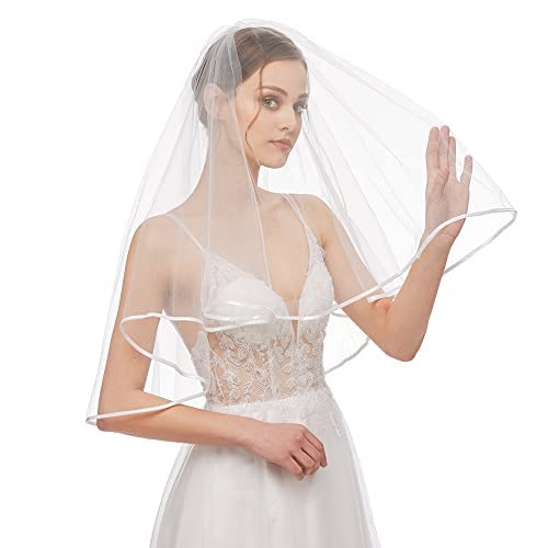 Nanchor Simple Tulle Short Wedding Veil with Comb