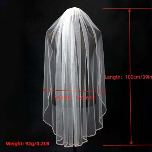 GAODESI Pearl & Crystal Beaded Edge Fingertip Veil