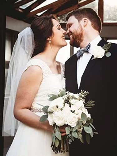 White 1 Tier Short Bridal Tulle Veil comb